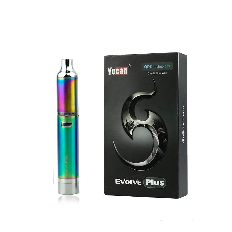 Yocan Evolve Plus Dab Wax Vape ручка комплект 1100 мАч батарея с кварцевой двойной катушкой электронная сигарета сухой травы КОНЦЕНТРАТ ИСПАРИТЕЛЬ - Цвет: Rainbow