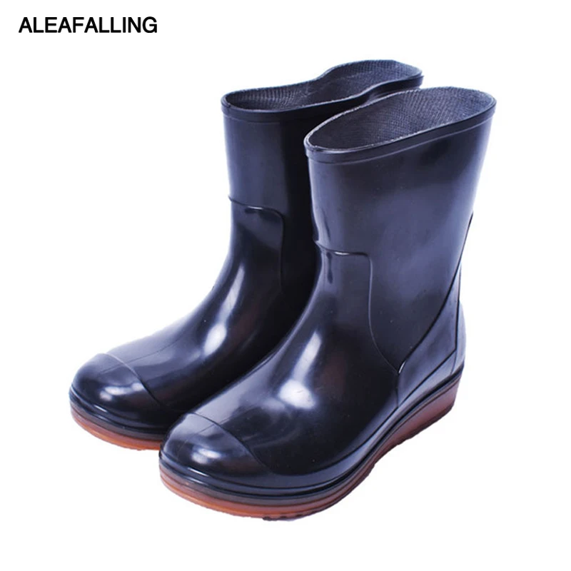 Aleafalling Men's Rain Boots Farm Workers PVC Waterproof Rainproof Car