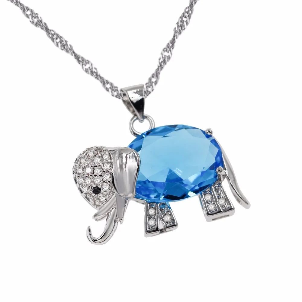 Uloveido Радуга слон кулон ожерелье цепи ожерелья в виде животных и подвески серебряный цвет милые подарки на год для девочек N1154