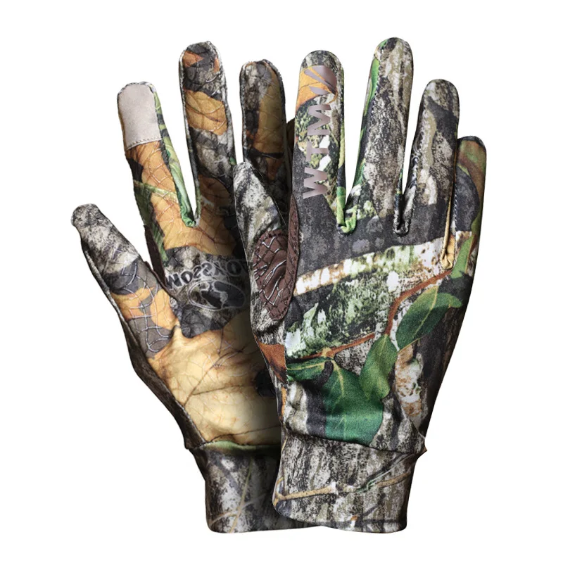 Осенние бионические камуфляжные перчатки для охоты, рыбалки, противоскользящие перчатки для велоспорта, альпинизма, эластичные камуфляжные перчатки с сенсорным экраном