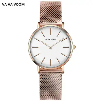 

Women Wristwatch Rose Gold Watch Female Simple Watchband Stainless Steel Watches Casual Quartz Clock VA VA VOOM Luxury Brands