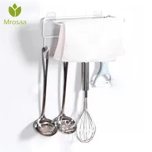 Mrosaa многофункциональная железная настенная Вешалка Органайзер держатель бумаги для ванной 4 крючка шпатель полотенце держатель настенная кухонная стойка