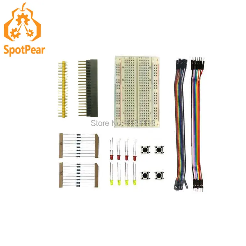 Raspberry Pi Zero W Pi0 Gpio Expansion Kit Di Avviamento Fai Da Te Breadboard Led Keys 2*20 Header