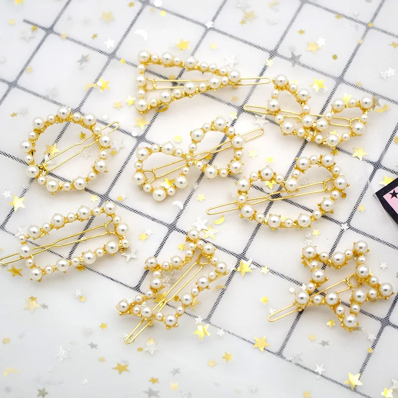 

Women Crystal Elegant Pearl Hair Clip Barrette Korean Hair Clips Pin Hairpins Barrette Holder Hair Accessories Epoxy Resin Tools