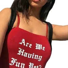 Горячая Распродажа, сексуальные красные однотонные топы с буквенным принтом, летние женские топы, топы без рукавов, женские майки