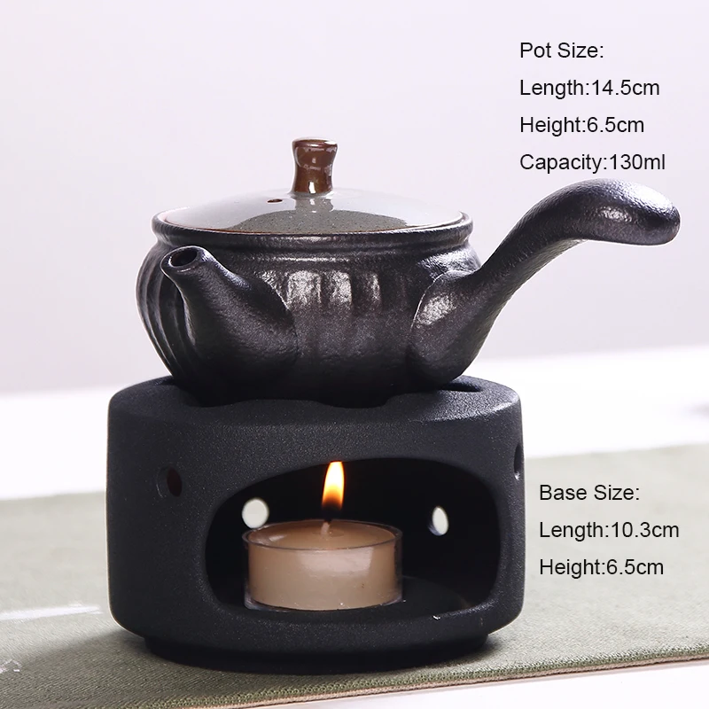 Японский Стиль Винтаж черный Керамика Чай ware свечи Отопление Чай пот теплее база чайник Чай Maker Чай церемония Аксессуары Чай комплект - Цвет: A