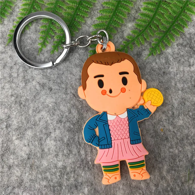 Action Stranger Things PVC Keychain Toys Dustin Barb Nancy Mark Demogorgon Stranger Tings Eleven Key Ring Pendant Kids Gift Toys