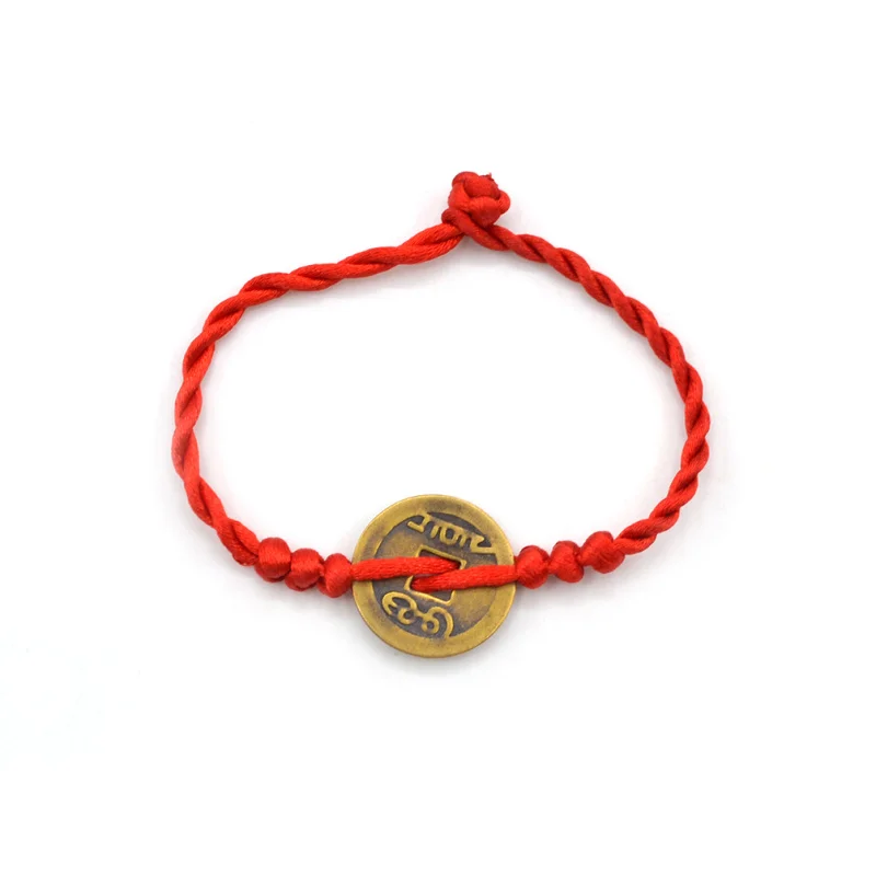 Lychee 1 шт. китайский фэн-шуй для богатства Лаки медная монета кулон регулируемая красная струна браслет ювелирные изделия - Окраска металла: 2
