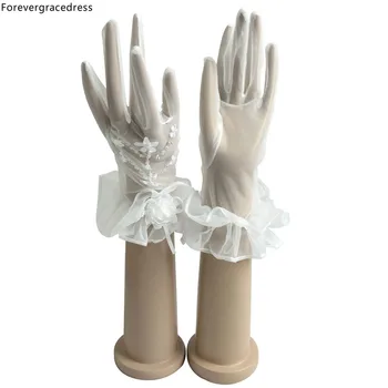 

Forevergracedress White Ivory Female Bridal Gloves Short Wrist Length For Wedding Bride Cheap Accessories ST18