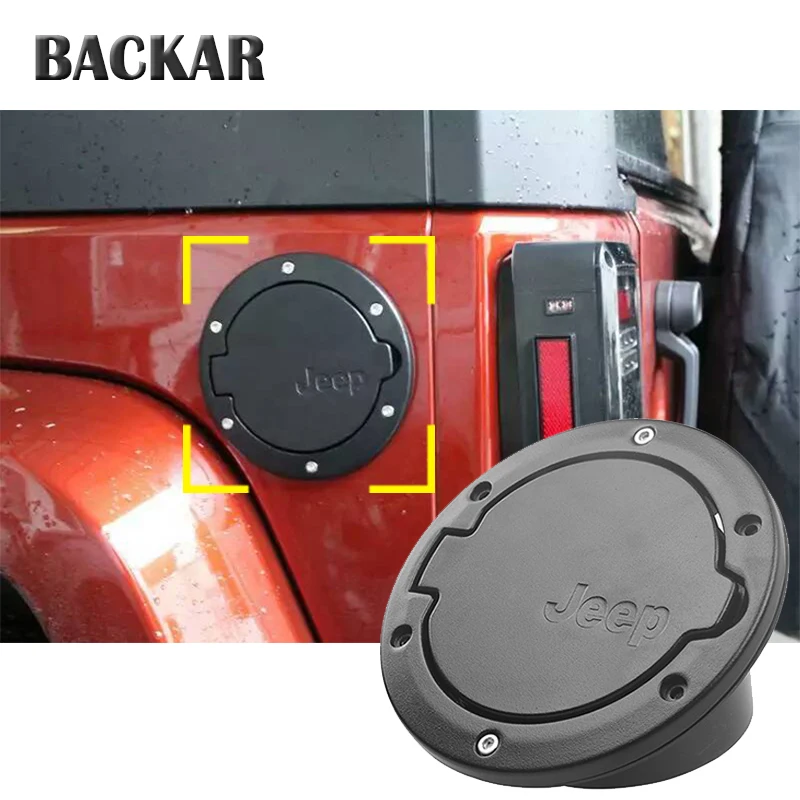 

BACKAR Auto Car Aluminum Alloy Fuel Tank Cap Fuel Door Gas Tank Cover Car Styling Accessories Fit For 2007-2017 Jeep Wrangler JK