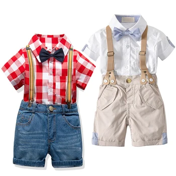 

New Toddler Boys Clothing Set Summer Baby Suit Shorts Shirt 1 2 3 4 Year Children Kid Clothes Suits Formal Wedding Party Costume