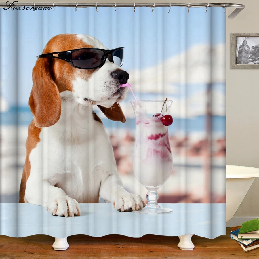 

Dog shower curtains 3D bathroom shower curtains fabric waterproof shower curtain funny shower curtain cortina de ducha
