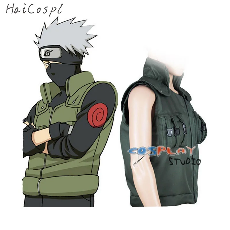 Взрослый костюм Наруто японского аниме плащ ниндзя shinobi Kakashi косплей мультфильм зеленый жилет для шоу человек фантазии