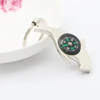 

Zinc Based Alloy Silver Dolphin Pattern Pendants Corkscrew Compass Multi-function Fashion Men's Keychain Laser Engraving