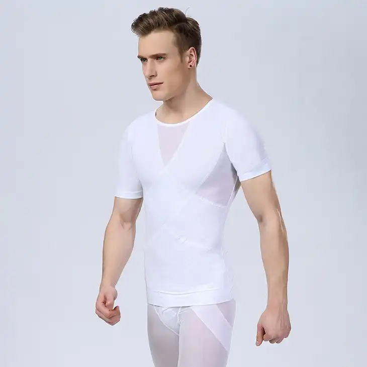 Body Shaper Мужская сжатия Мужская корректирующая футболка Для мужчин топы бесшовный тонкий корпус для похудения живота рубашки Управление талии нижнего белья - изображение