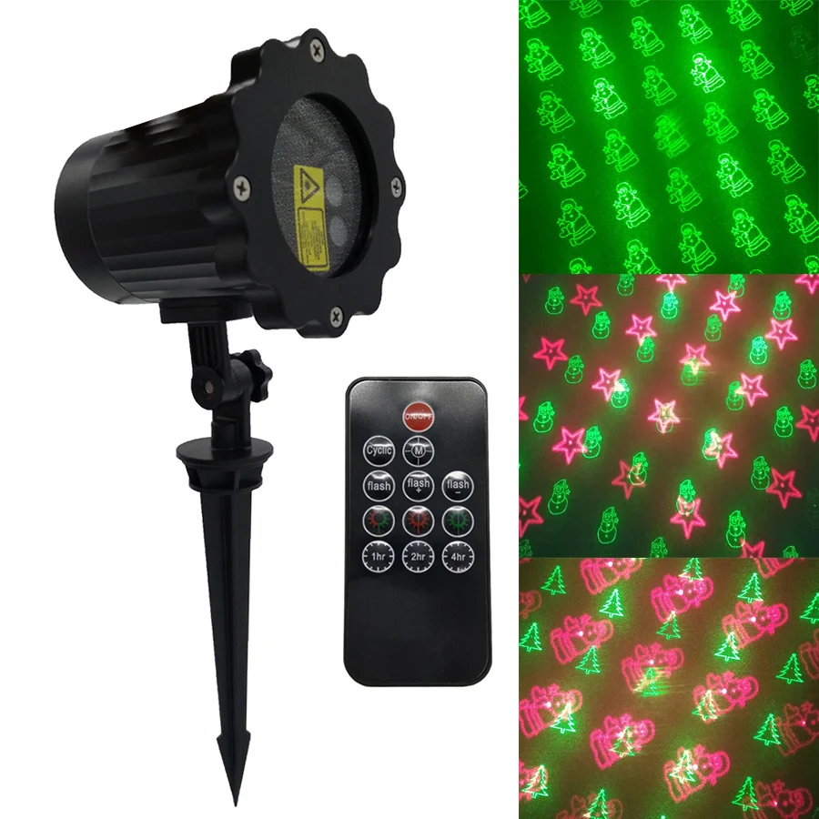 

Thrisdar 8 IN 1 Red Green Outdoor Christmas Laser Projector Lawn Lamp Sky Star RG Shower Landscape Garden Laser Disco Stage Lamp