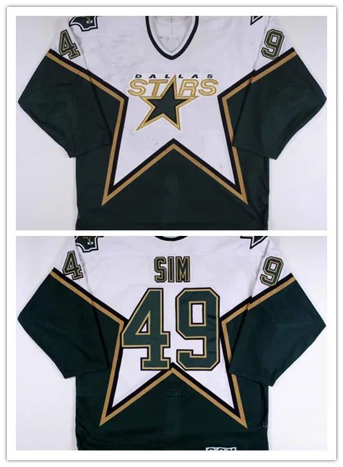 

1999-00 #49 Jonathan Sim Dallas Stars Retro throwback Hockey Jersey Embroidery Stitched Customize any number and name