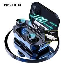 G02 v5.0 bluetooth fone de ouvido estéreo sem fio ipx7 à prova dwaterproof água toque fones de ouvido fone de ouvido 3300mah bateria display led tipo-c caso de carga