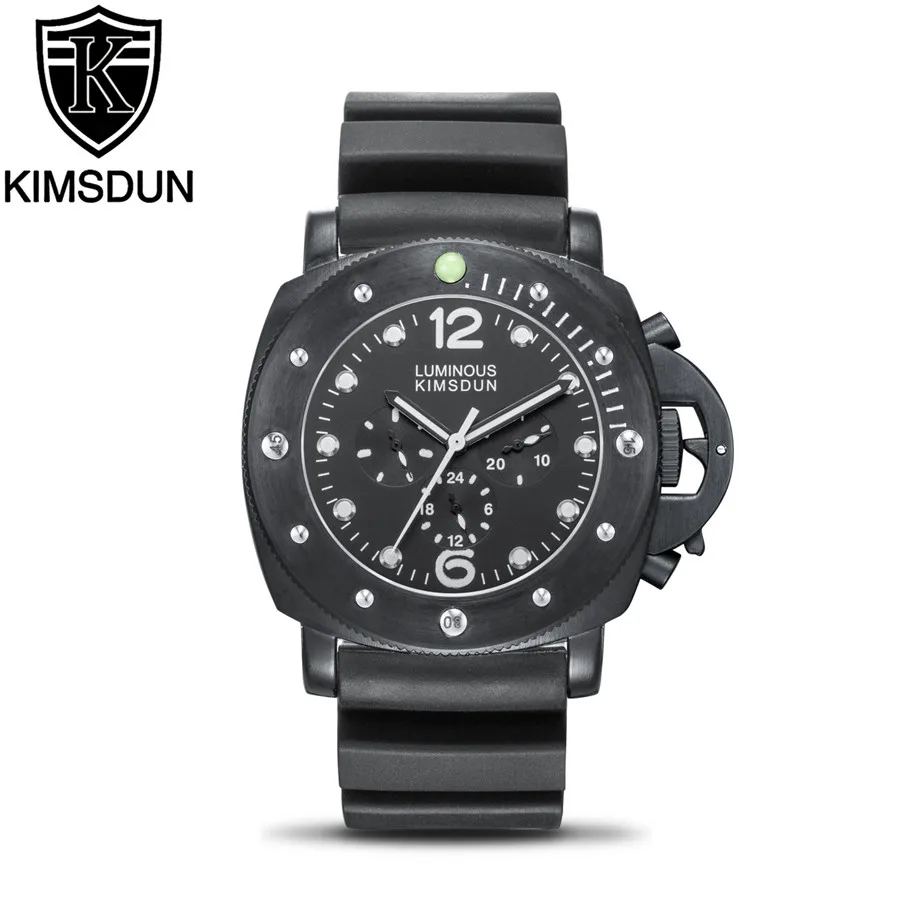 

KIMSDUN Men's Watch Three Eyes Silicone Belt Sports Automatic Mechanical Watch Men Fashion Casual Sport Watches Luxury Watches