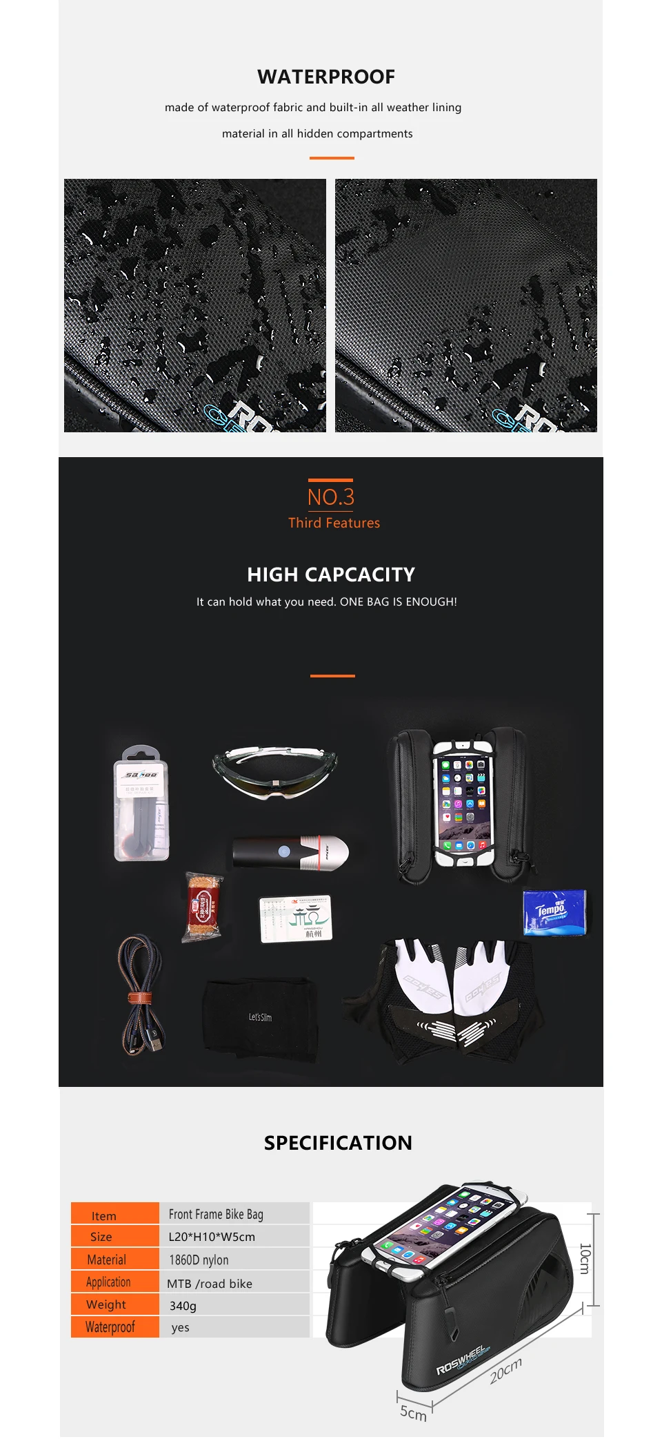 Top Roswheel CORSS 121453 Bicycle Bike Cycling Top Front Tube Frame Cell Mobile Phone Smartphone Double Bag Stand Holder Pannier 2 Top Roswheel CORSS 121453 Bicycle Bike Cycling Top Front Tube Frame Cell Mobile Phone Smartphone Double Bag Stand Holder Pannier 2