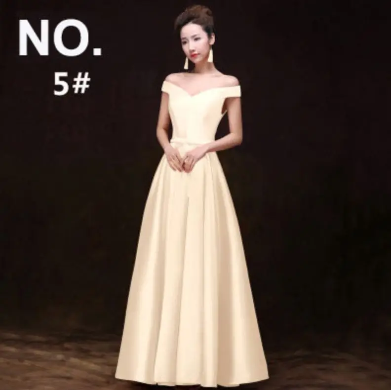 Vestido madrinha Горячая Лодка шеи рукав а линия Королевский синий Бордовый Зеленый Фиолетовый Шампанское платье подружки невесты длинное sukienka wesele - Цвет: Шампанское