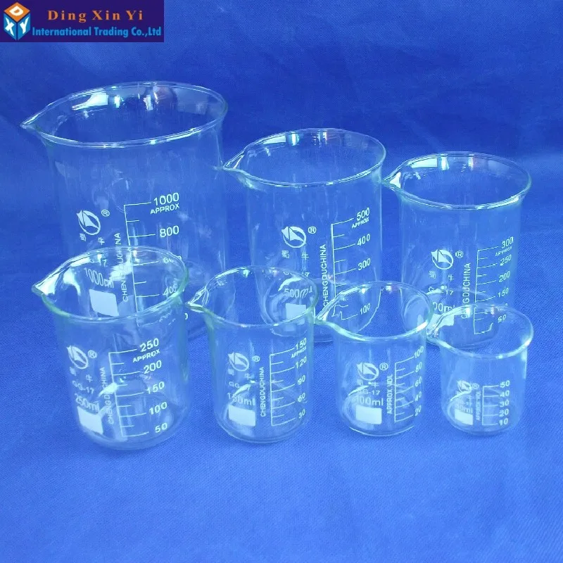 SHUNIU стеклянный стакан 7 шт набор 50, 100, 150, 250300500, 1000 мл низкая форма с выпускным стеклом известная китайская Марка
