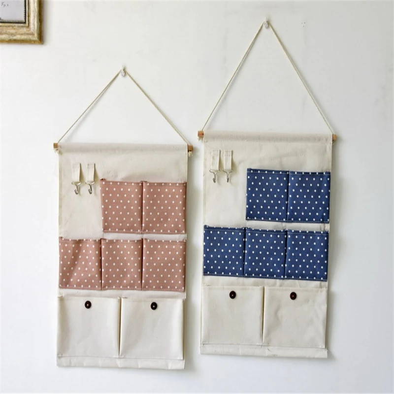 New Natural Hanging Storage Pockets Cotton Linen 7 Pockets Organizer