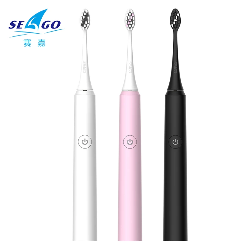 Ceny SEAGO S2 elektryczna szczoteczka do zębów dla dorosłych Sonic escova de dente USB akumulator z 2 sztuk końcówki zamienne moda z najwyższej półki prawdziwe