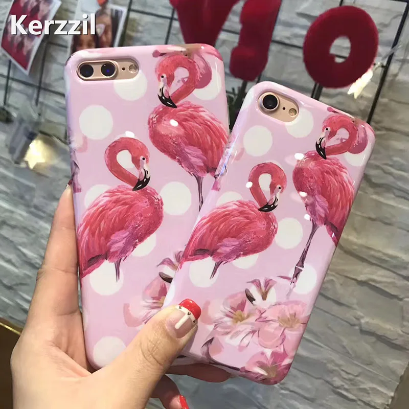 Kerzzil розовые Фламинго чехлы для телефонов iphone 7 plus чехол iphone7 6 6S PLus Модный