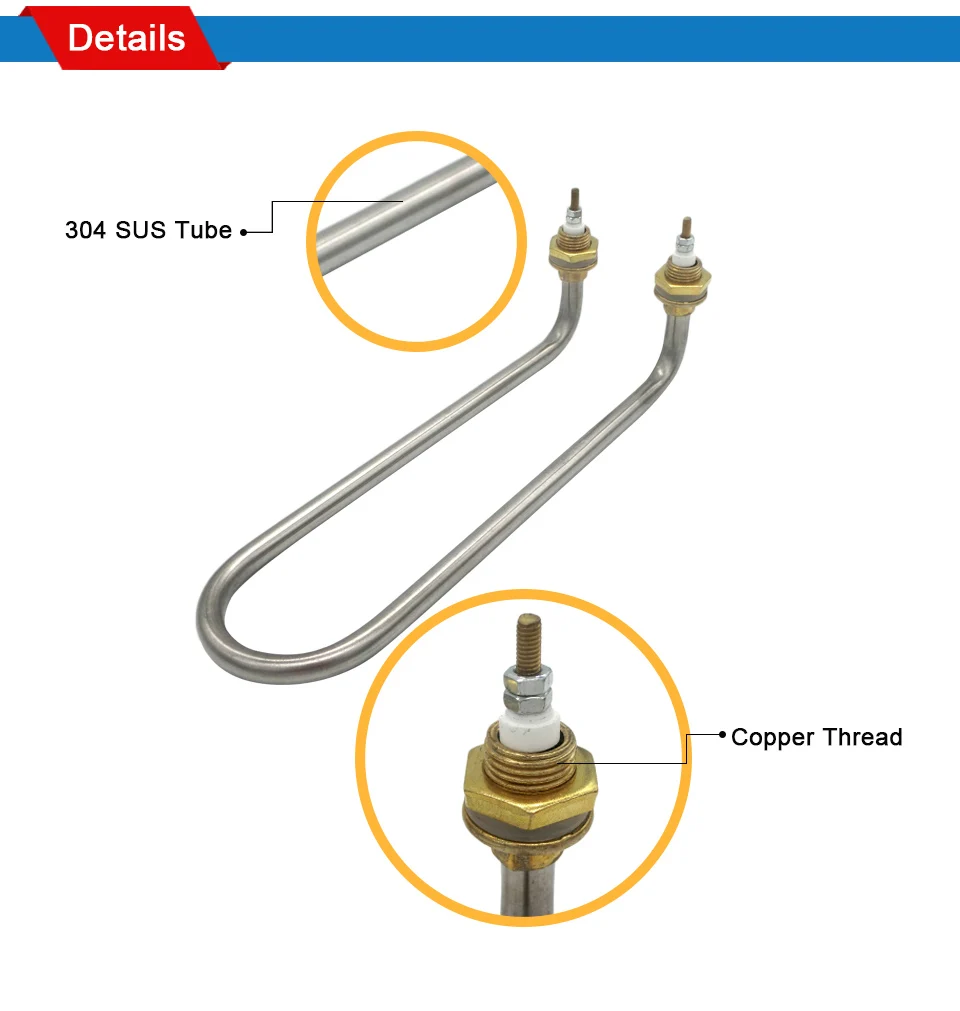 LJXH изогнутые u-образные трубчатые части водонагревателя, 304SUS+ медный нагревательный элемент для лапши горшок суповая плита, AC110V/220 V, M16/M18
