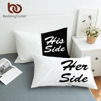 

BeddingOutlet Black and White Bed Pillow Case Soft Pillowcase His Her Side Couple Pillow Cover Gift for Him or Her 2Pcs 2 Sizes