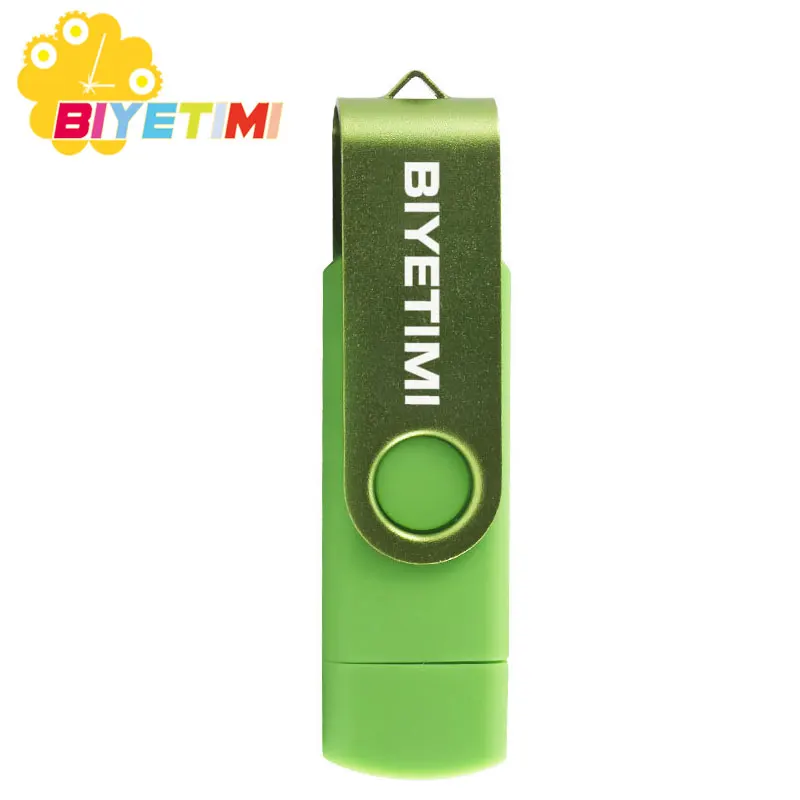 Biyetimi USB-флешка многофункциональная USB-флешка OTG для смартфона Android с двойным приложением - Цвет: Green