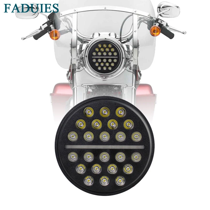 FADUIES 7 дюймовая круглая фара Harley со светодиодной проекцией для мотоциклов Fat Boy FLSTF