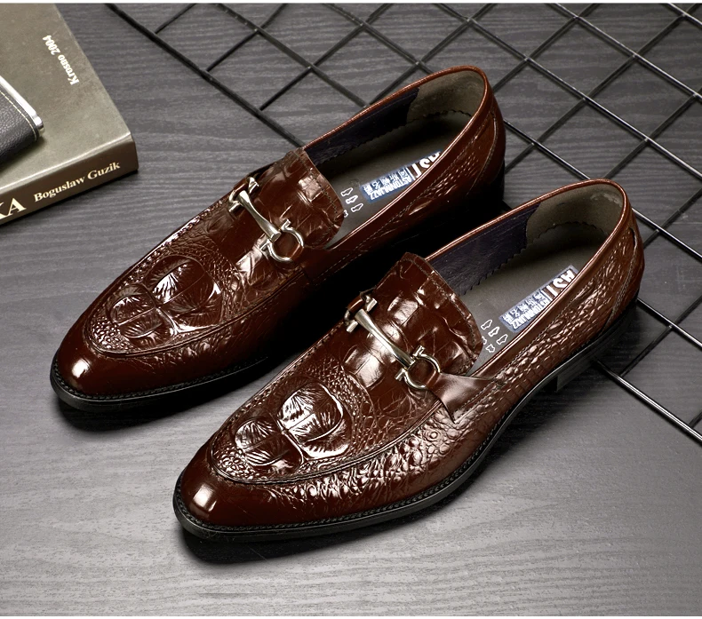 Men's Leather Casual Shoes' Oxfords Shoe Genuine Leather Shoes Men Formal Loafers Emboss Crocodile Casual Shoes Men Size 46 45   (5)
