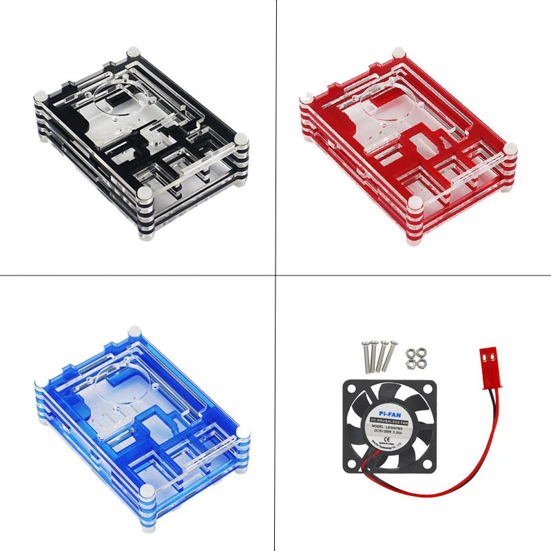 

9 layer Raspberry Pi 3 Acrylic Case Clear Box Black Blue Red Cover Shell + Cooling Fan also for Raspberry Pi 3 Model B+ Plus