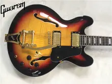 

Electric guitar 2017 new Gwarem lp custom jazz ES-33-5/hollow guitar/with big s-b-y tremolo/guitar in china