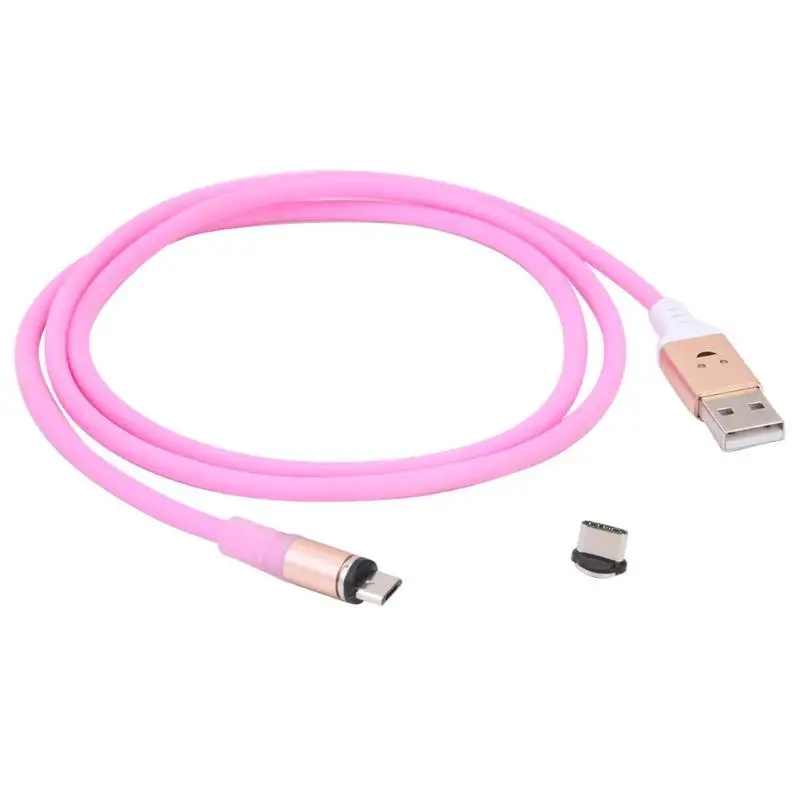 Магнитный кабель Micro usb type-C для зарядки и управления звуком, зарядное устройство для телефонов - Цвет: Pink