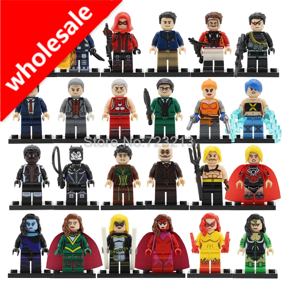 

Wholesale 20pcs Same Super Hero Inque Figure Firestar Gotham Mockingbird Surge Jerome Riddler Building Blocks Model Brick Toys
