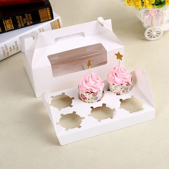 

Solid White Cardboard Cup Cake Box Food Grade Baked Packing Tools Disposable Box Bakery Restaurant Package Take Away Box 10pcs