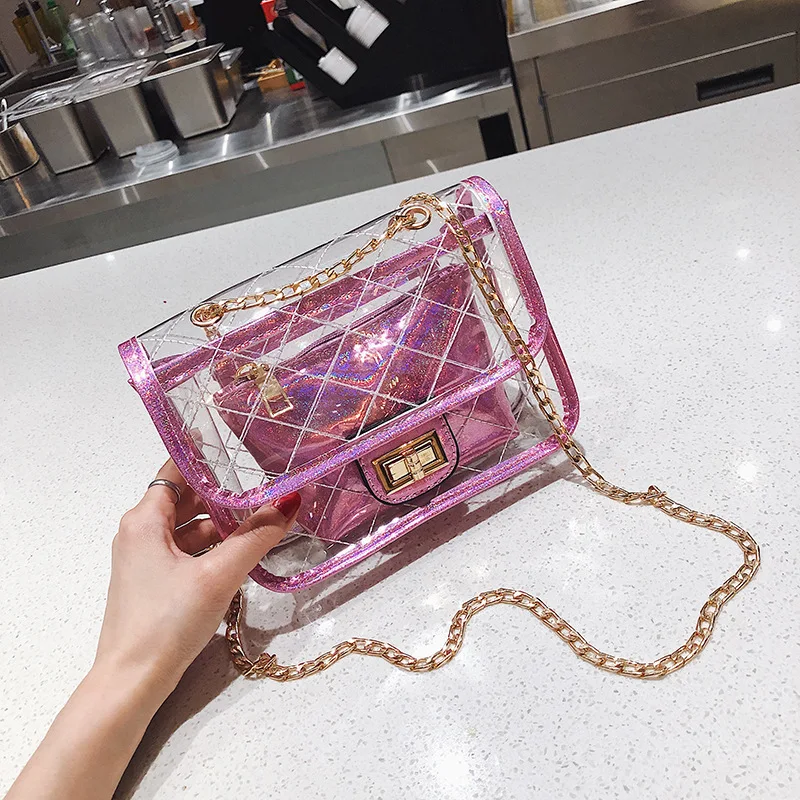 

Summer Transparent Jelly Bag Crossbody Bags For Women 2019 Quality PVC Luxury Handbags Designer Ladies Beach Clear Shoulder Bag