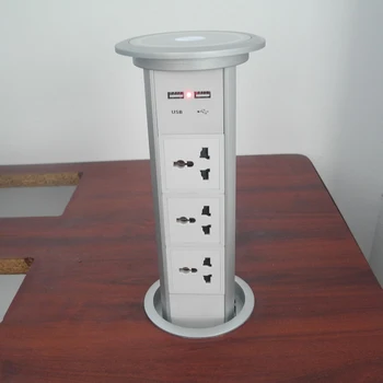 

2019 Electric pop up power universal socket 3 UN power and 2 charge USB hidden desktop socket free shipping