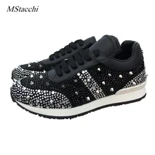 Mstacchi rhinestones mixed color crystal paillette rivet sneakers