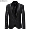 Black Sequin One Button Shawl Collar Suit Jacket Men Bling Glitter Nightclub Prom DJ Blazer Jacket Men Stage Clothes for Singers ► Photo 1/6