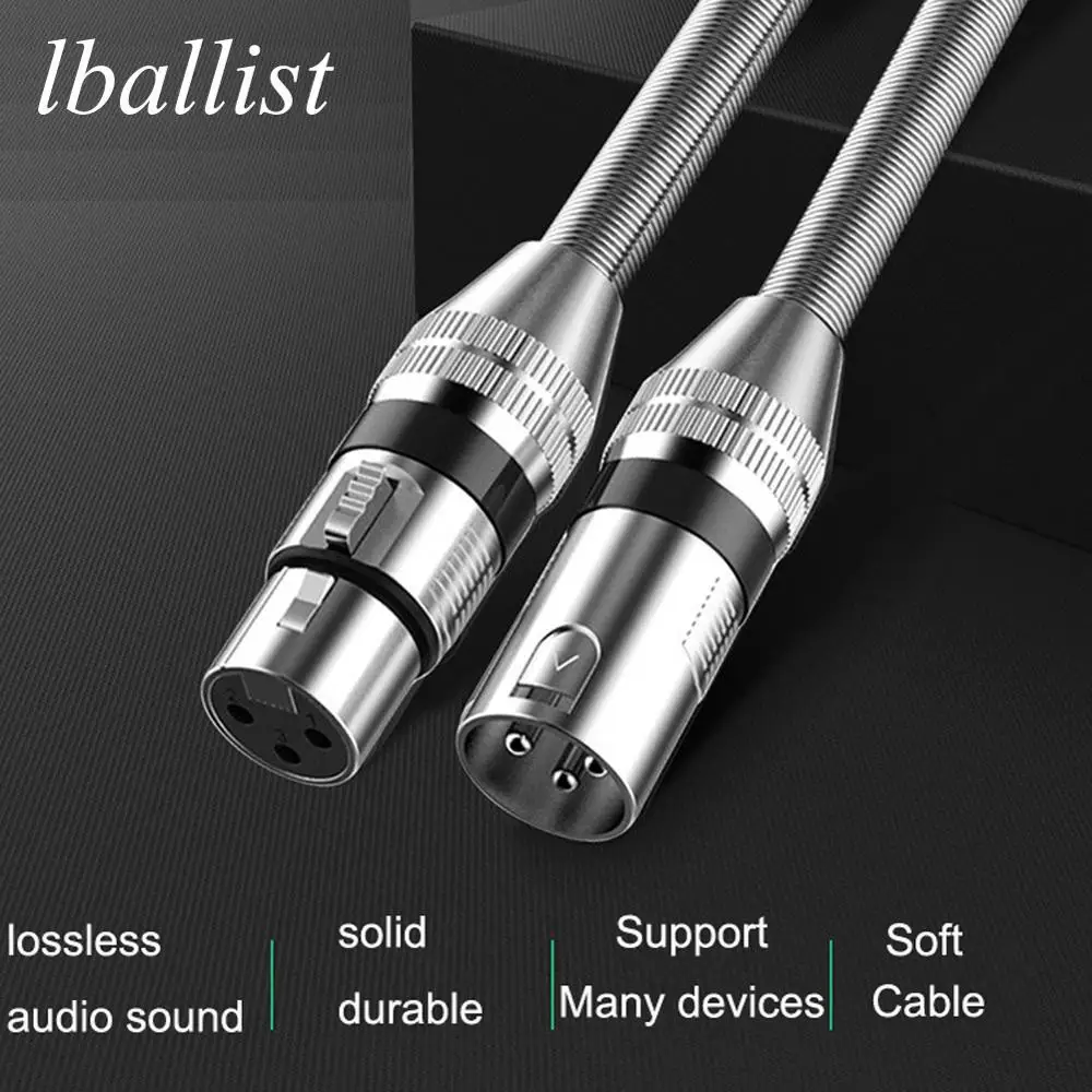 

lballist XLR Cable Male to Female M/F OFC Audio Cable For Mic Amplifier Foil+Braided Shielding With Spring Coil 1m 2m 3m 5m 10m