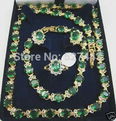 

Wholesale 14KGP GP Emerald Necklace Bracelet Earring Ring