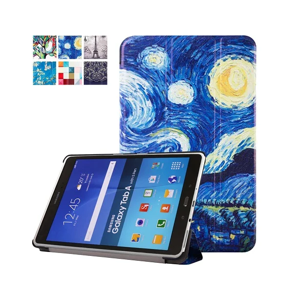 

For Samsung Galaxy Tab A 9.7 T550 T555 PU Leather Art painting Stand Case Cover for Galaxy Tab A 9.7 Tablet + Gift Screen Film