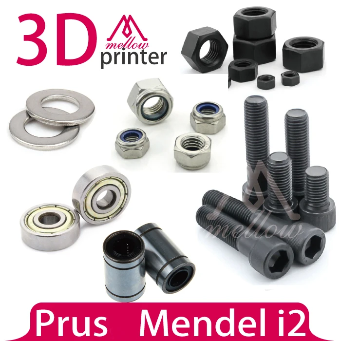 

Mendel i2 3D printer dedicated hardware KIT reprap bolts nuts washer + Bearing sets-(608ZZ+LM8UU Linear Bearings)