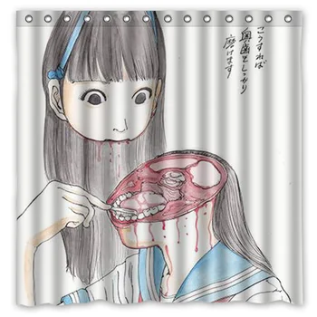

Shintaro Kago Work Waterproof Fabric Bath Shower Curtain Mildewproof Polyester Bathroom Curtains with Hooks 72"x72"