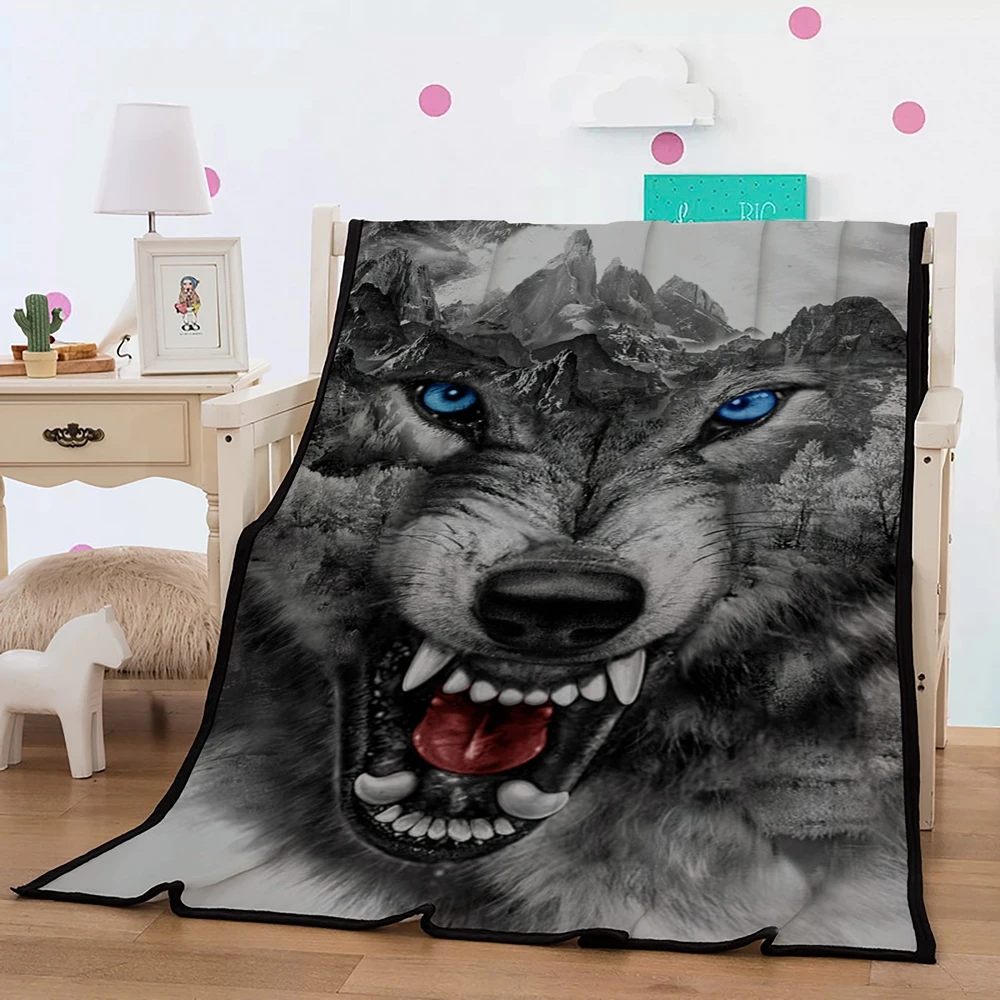 

BEST.WENSD Europe-American fashion Plush weighted blanket winter blanket for sofa Throw Travel Hotel,Wolf,skull. tiger bedsheets