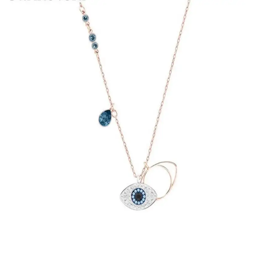 

S925 Sterling Silver Devil's Eye Crystal Pendant Necklace Women Luxury Designer Necklaces Clavicular Chain Choker Collier Bijoux